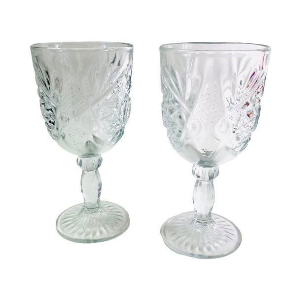 2 Libbey Glass Co Hobstar Water Goblets Vintage 7.25” x 3.5” - Picture 1 of 7